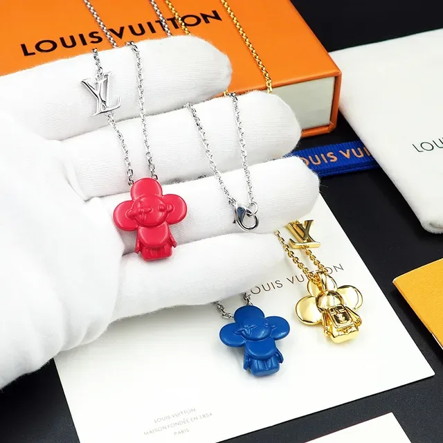 Louis Vuitton Red Silver Chain Sculptural Pendant Necklace 3
