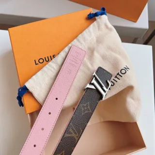 Louis Vuitton Reversible Belt Brown Pink Monogram Canvas Leather Belt
