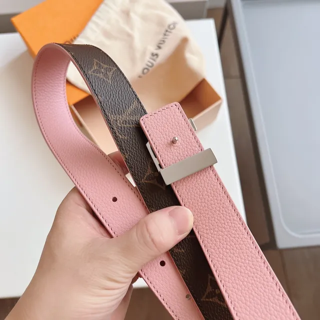 Louis Vuitton Reversible Belt Brown Pink Monogram Canvas Leather Belt 2