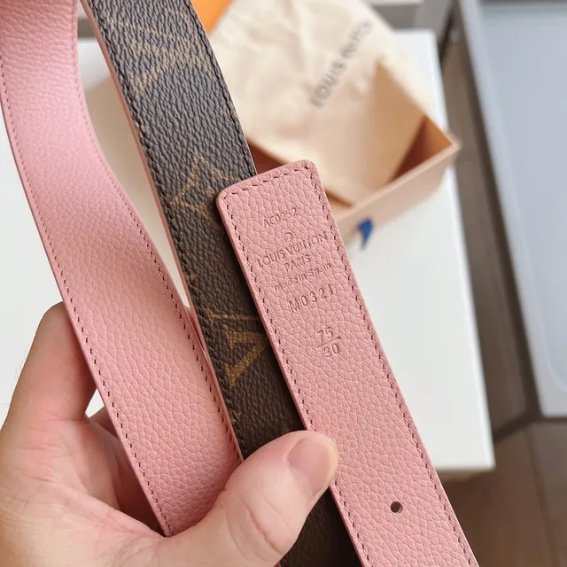 Louis Vuitton Reversible Belt Brown Pink Monogram Canvas Leather Belt 3