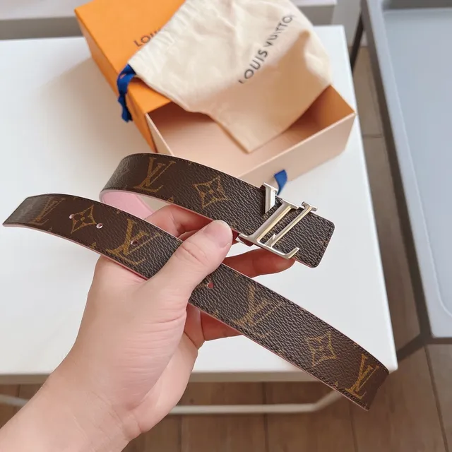 Louis Vuitton Reversible Belt Brown Pink Monogram Canvas Leather Belt 5