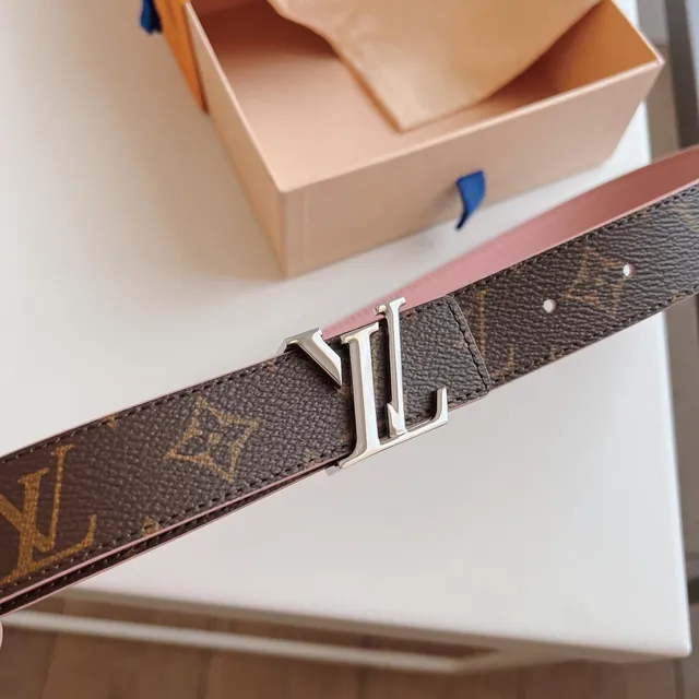 Louis Vuitton Reversible Belt Brown Pink Monogram Canvas Leather Belt 7