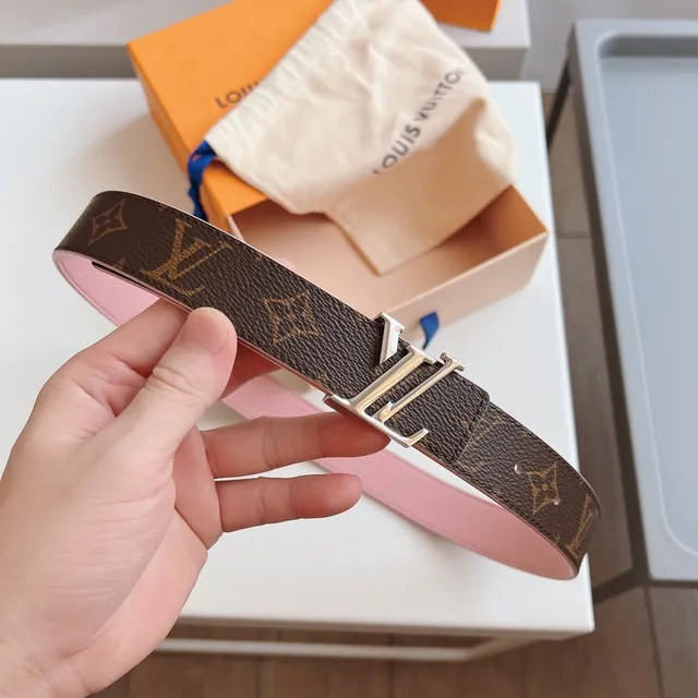 Louis Vuitton Reversible Belt Brown Pink Monogram Canvas Leather Belt 8