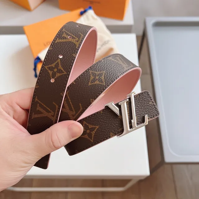 Louis Vuitton Reversible Belt Brown Pink Monogram Canvas Leather Belt 9
