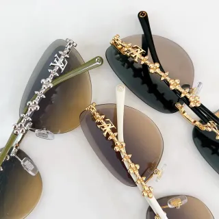 Louis Vuitton Rimless Monogram Floral Bead Temple Sunglasses