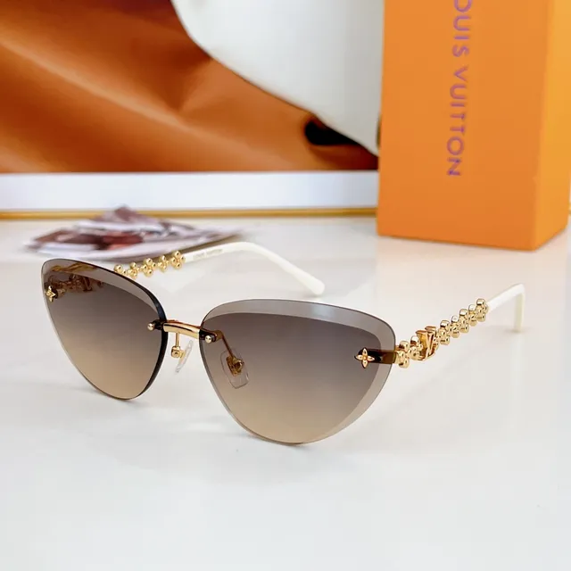 Louis Vuitton Rimless Monogram Floral Bead Temple Sunglasses 9
