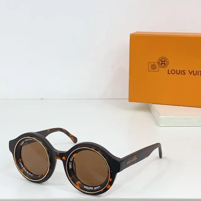 Óculos de sol Louis Vuitton redondos de dupla borda gravados 4