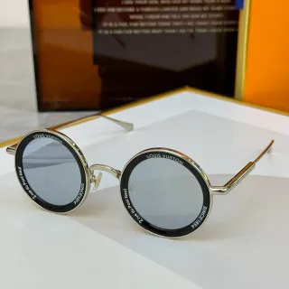 Louis Vuitton Round Metal Frame Mirrored Gray Sunglasses