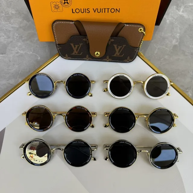 Louis Vuitton Round Metal Frame Mirrored Gray Sunglasses 3