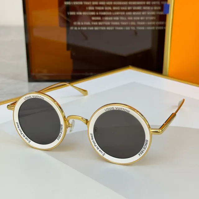 Louis Vuitton Round Metal Frame Mirrored Gray Sunglasses 5