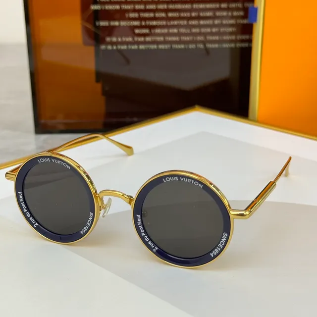 Louis Vuitton Round Metal Frame Mirrored Gray Sunglasses 8