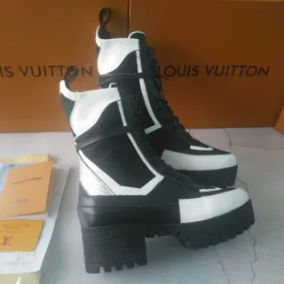 Louis Vuitton Run Away Black and White Platform Ankle Boots