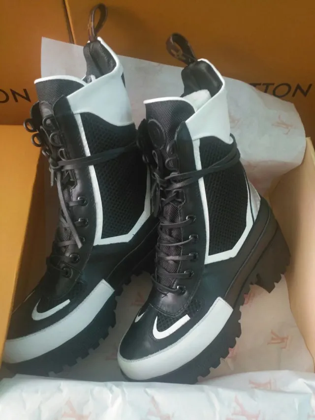 Louis Vuitton Run Away Black and White Platform Ankle Boots 2