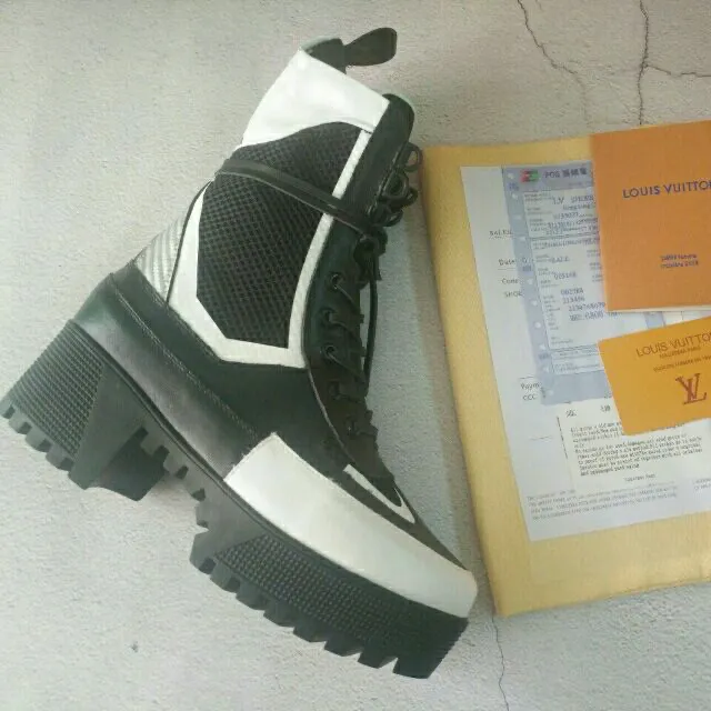 Louis Vuitton Run Away Black and White Platform Ankle Boots 3