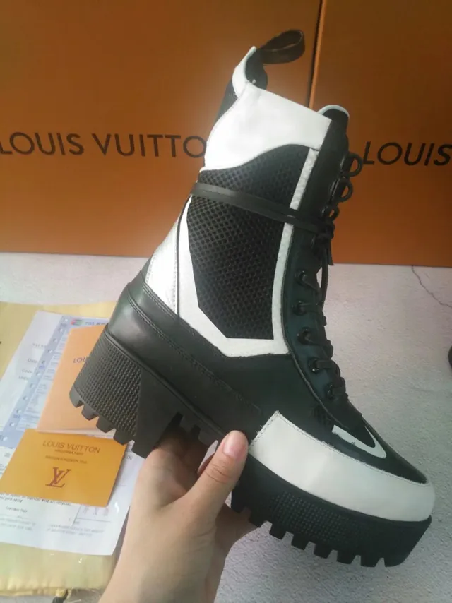 Louis Vuitton Run Away Black and White Platform Ankle Boots 4