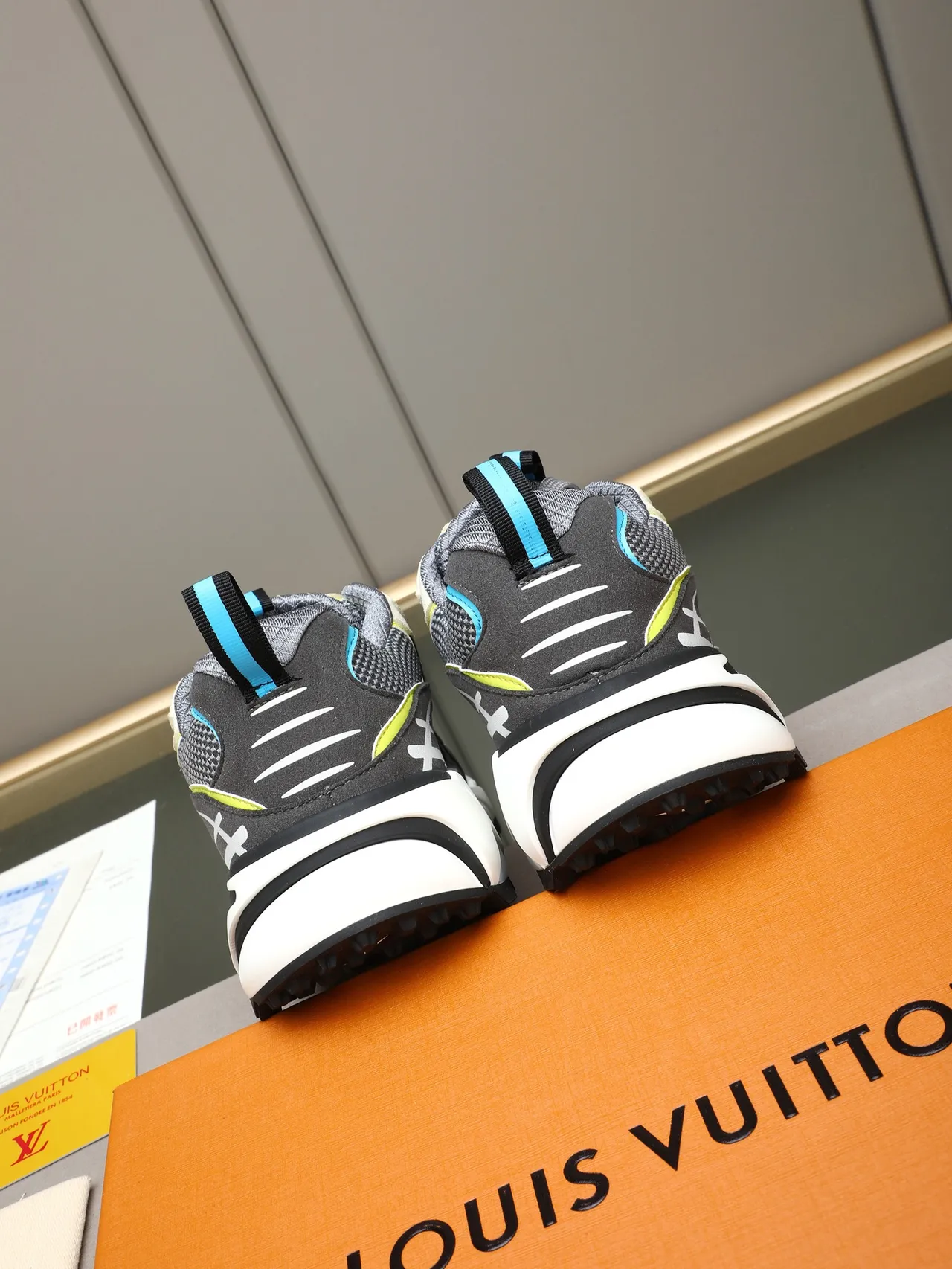 Louis Vuitton Run Away Gray Black Lime Yellow Chunky Sneakers 3