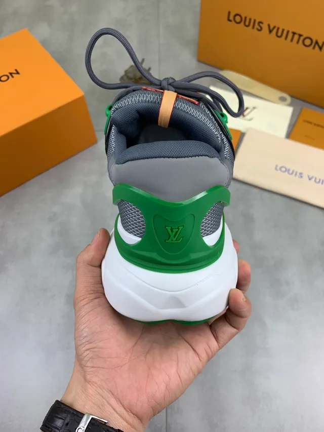 Louis Vuitton Run Away Gray Green Chunky Sneakers 4