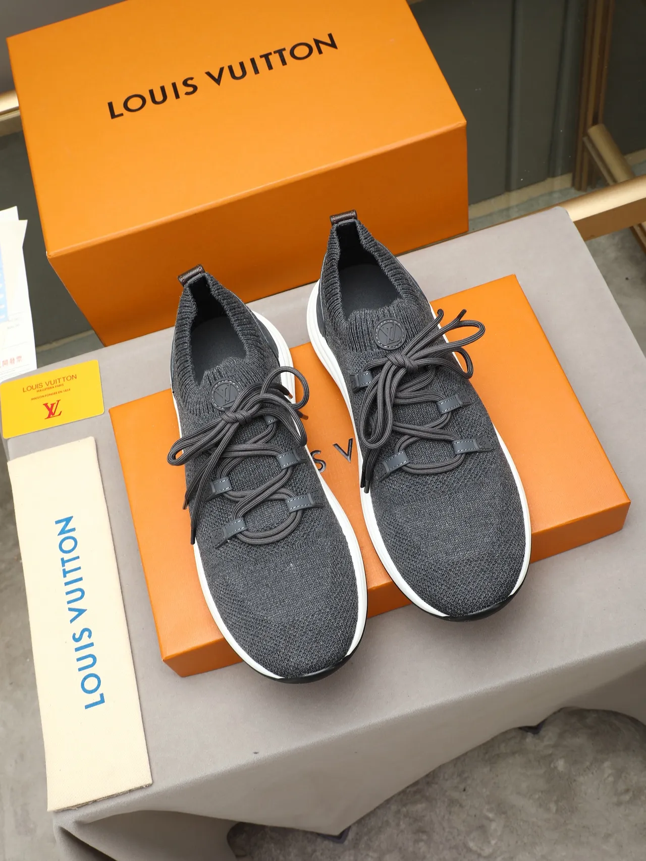 Louis Vuitton Run Away Gray Knit Lifestyle Sneakers 2