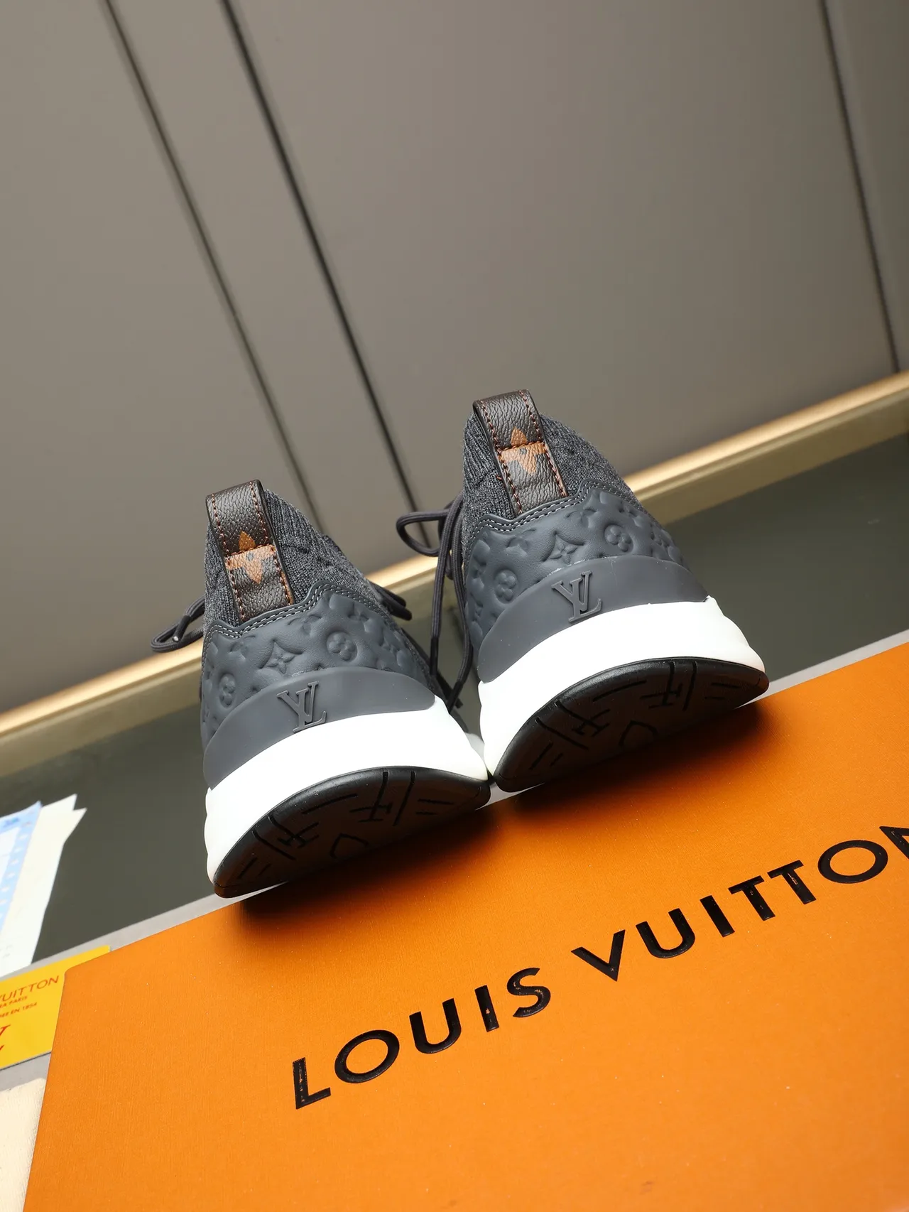 Louis Vuitton Run Away Gray Knit Lifestyle Sneakers 3