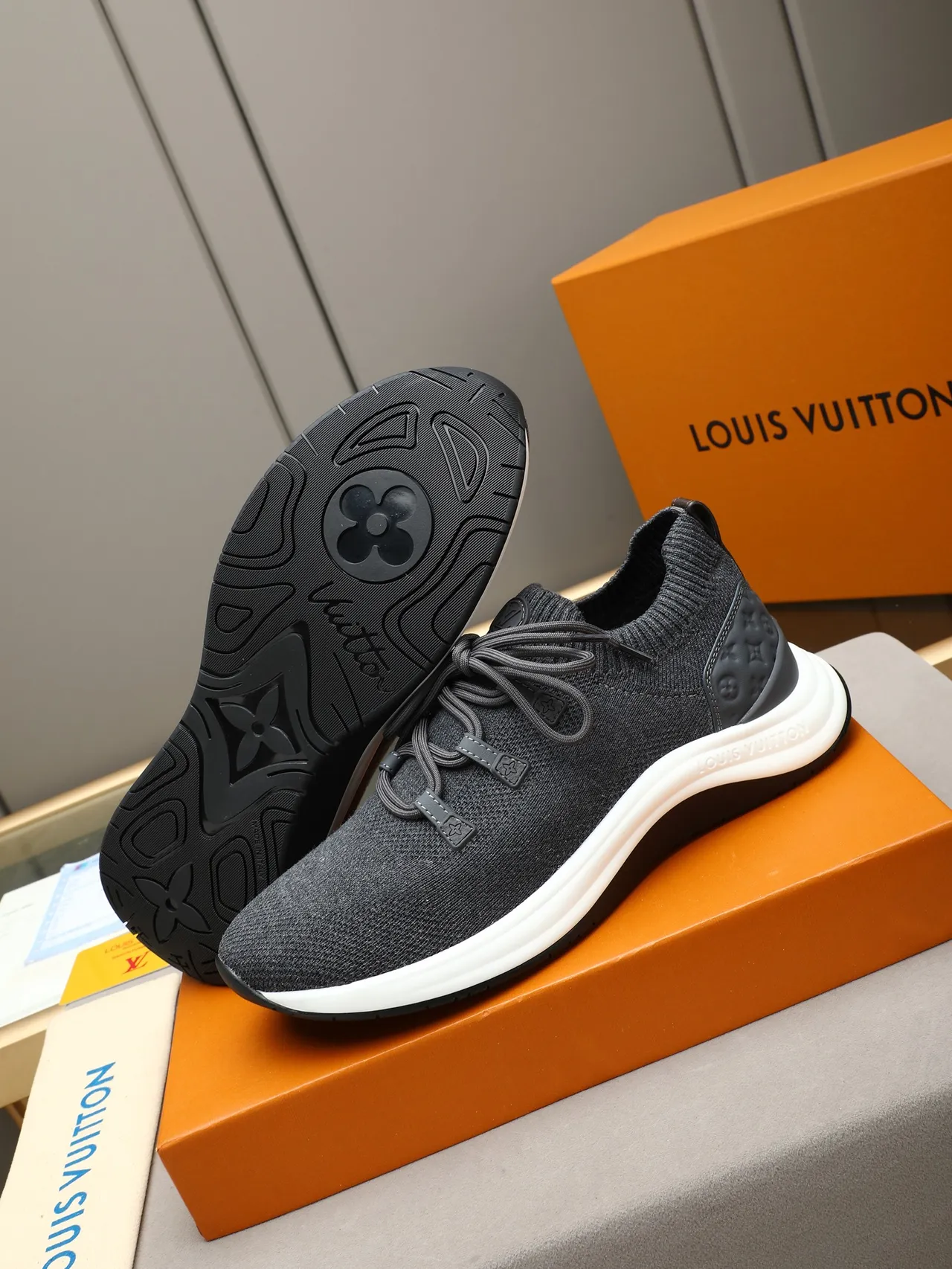 Louis Vuitton Run Away Gray Knit Lifestyle Sneakers 4