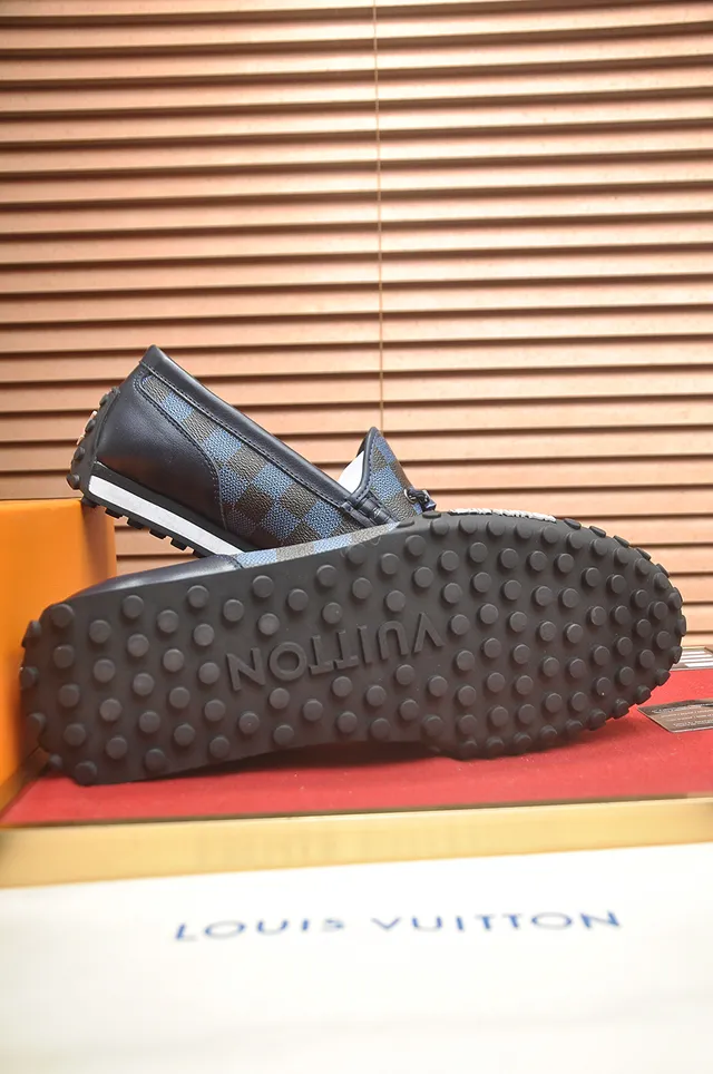 Louis Vuitton Run Away Loafer Blue Brown Damier Check Loafers 3