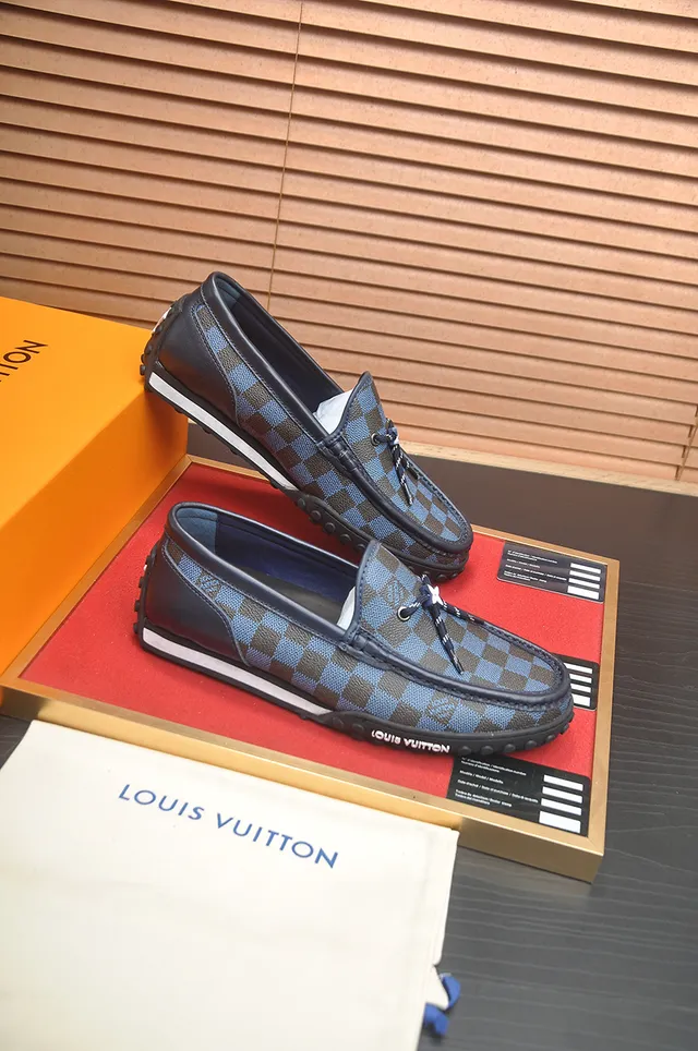 Louis Vuitton Run Away Loafer Blue Brown Damier Check Loafers 4