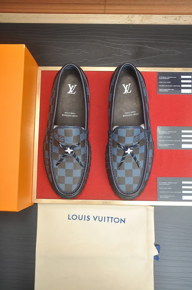 Louis Vuitton Run Away Loafer Blue Brown Damier Check Loafers 5