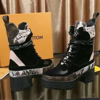Louis Vuitton Run Away Monogram Snakeskin Suede Ankle Boots