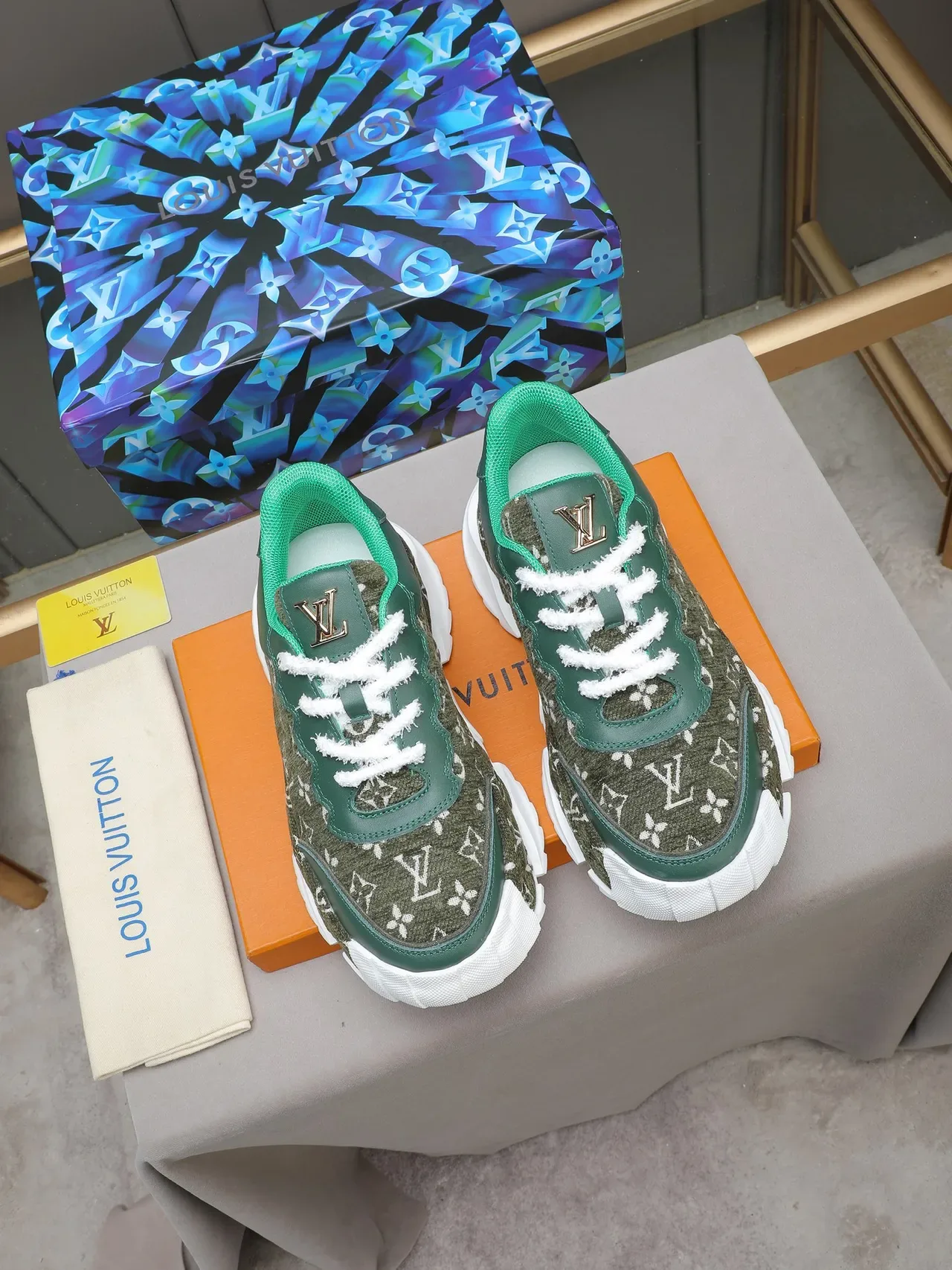 Louis Vuitton Run Away Olive Green Monogram Chunky Sneakers 2