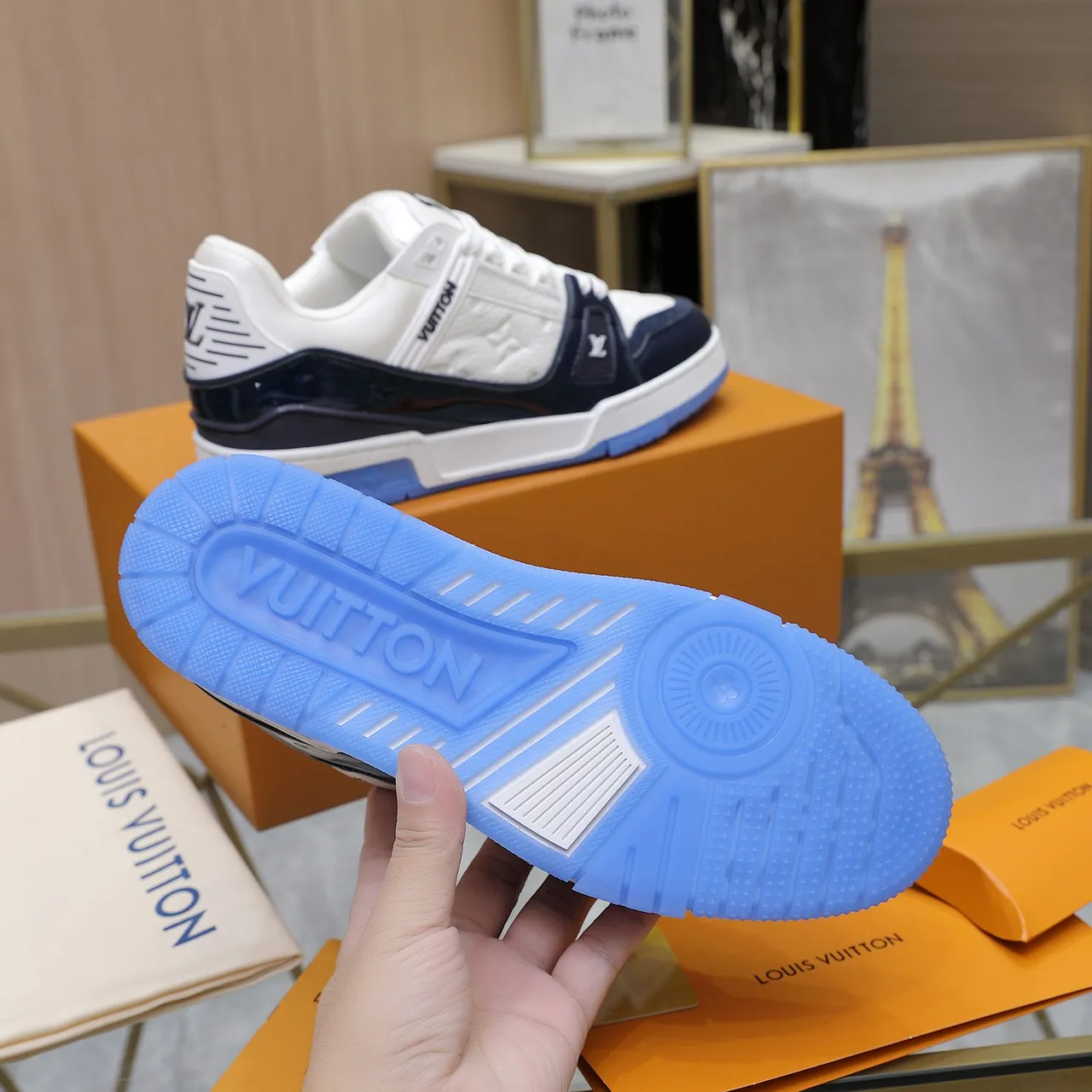 Louis Vuitton Run Away White and Navy Lifestyle Sneakers 5