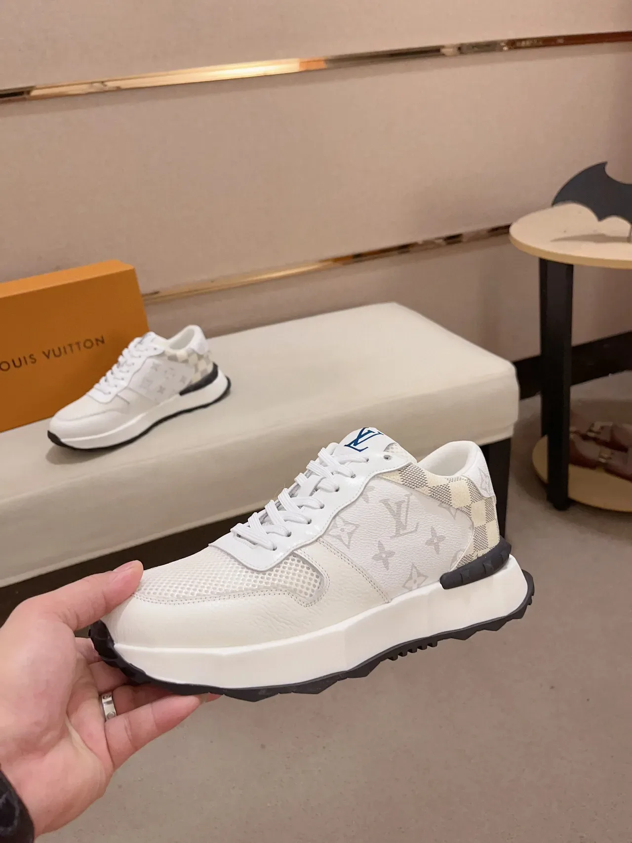 Louis Vuitton Run Away White Monogram and Damier Lifestyle Sneakers 4