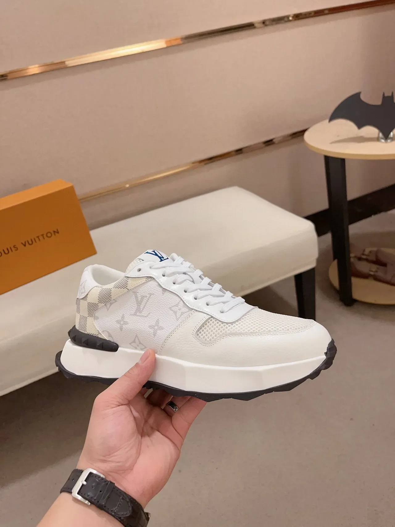 Louis Vuitton Run Away White Monogram and Damier Lifestyle Sneakers 5