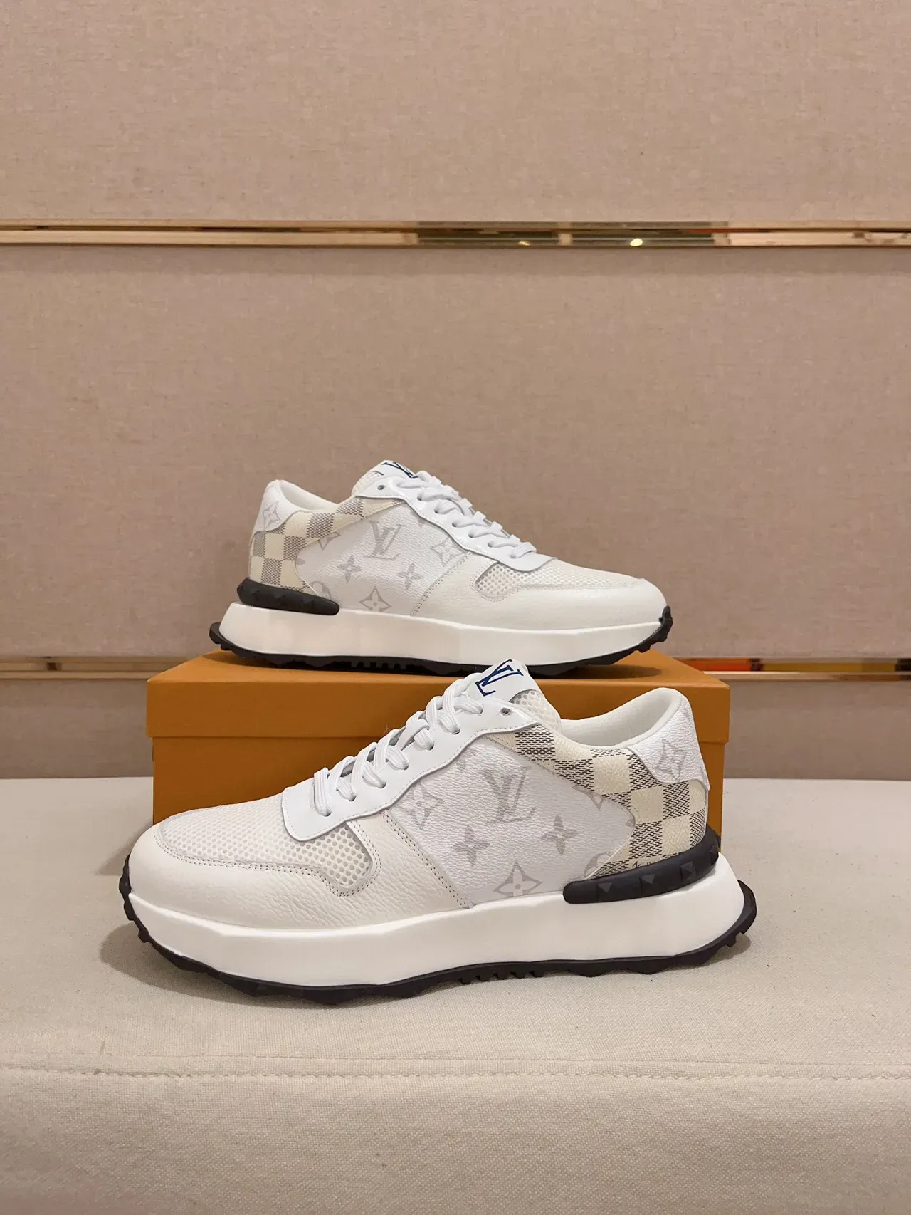 Louis Vuitton Run Away White Monogram and Damier Lifestyle Sneakers 8