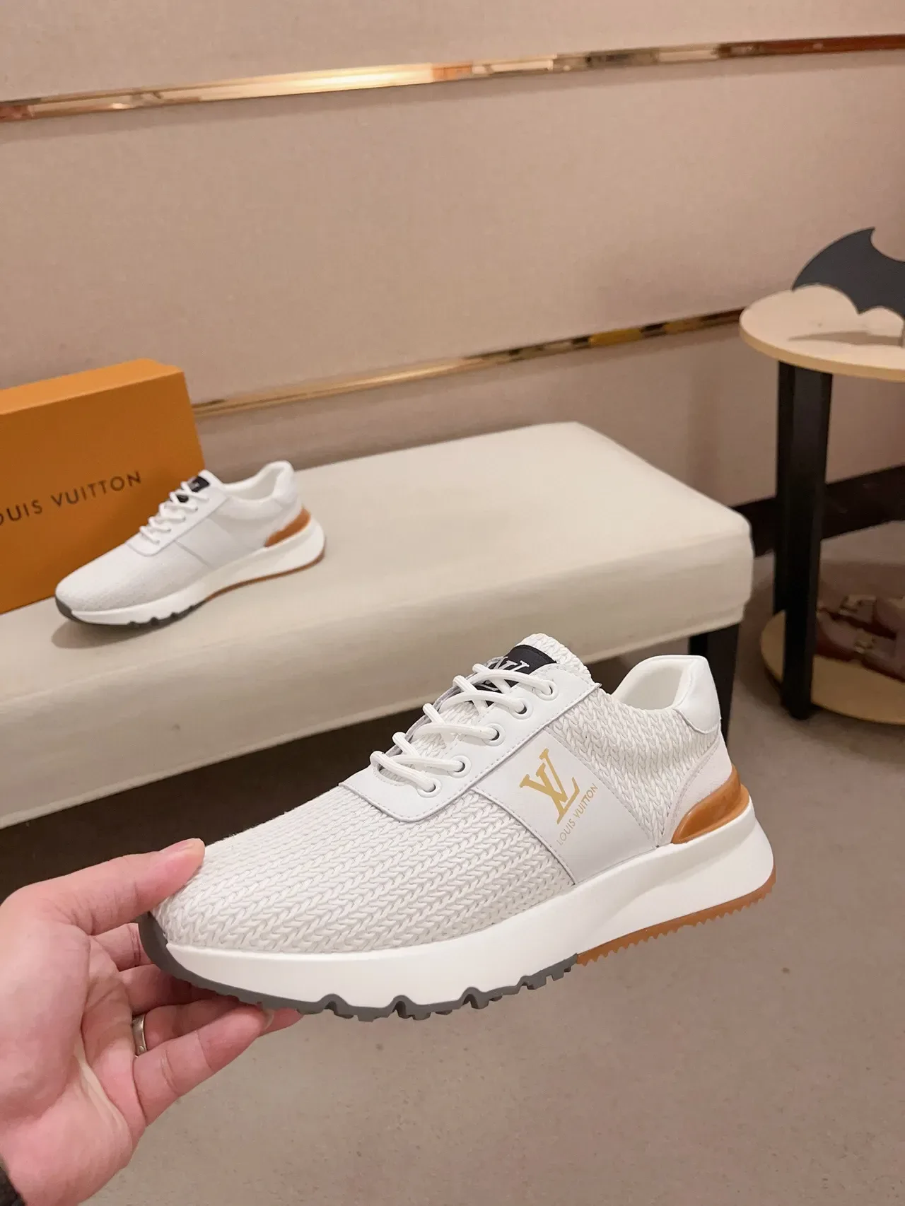 Louis Vuitton Run Away White Woven Knit Lifestyle Sneakers 3