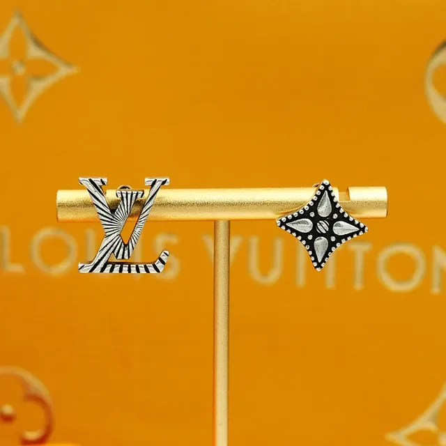 Louis Vuitton Silver Black Monogram-Stamped Oxidized Earrings 7