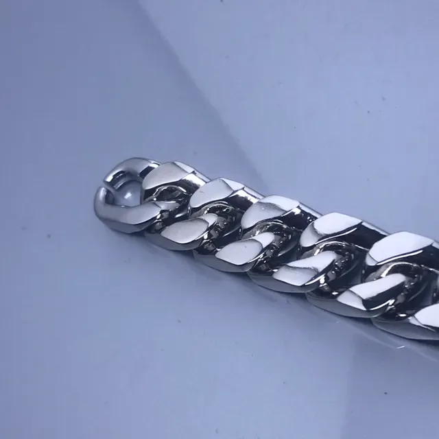 Louis Vuitton Silver Chunky Curb-Link Chain Engraved Monogram Plate Bracelet 2