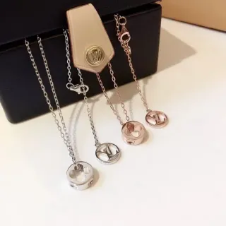 Louis Vuitton Silver Gold Monogram-Cutout Pendants Circular Charm Necklace