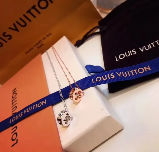 Louis Vuitton Silver Gold Monogram-Cutout Pendants Circular Charm Necklace 6
