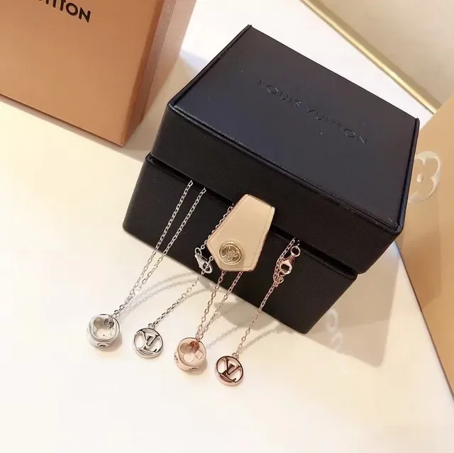 Louis Vuitton Silver Gold Monogram-Cutout Pendants Circular Charm Necklace 10