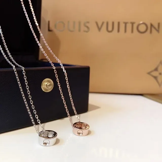 Louis Vuitton Silver Gold Monogram-Cutout Pendants Circular Charm Necklace 13