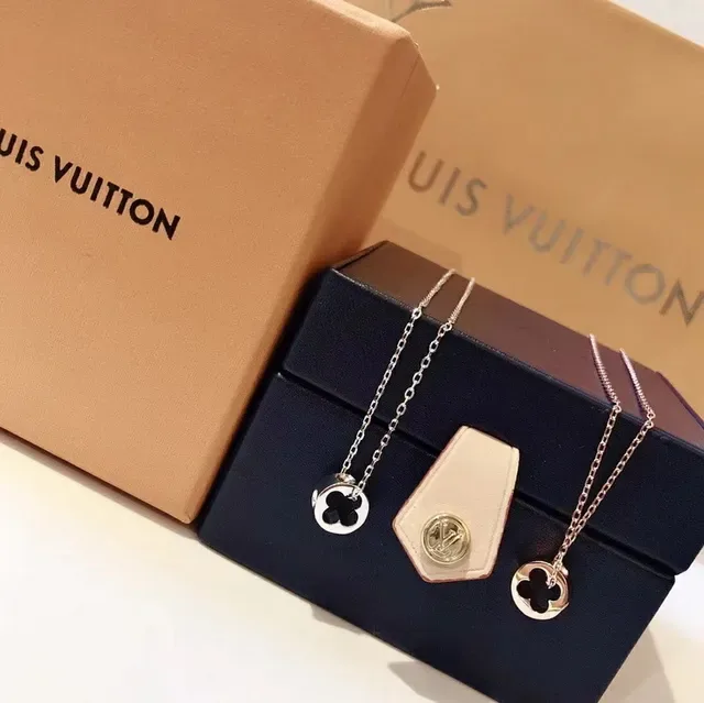 Louis Vuitton Silver Gold Monogram-Cutout Pendants Circular Charm Necklace 15