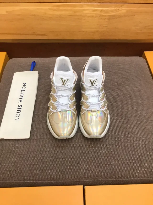 Louis Vuitton Silver White Holographic Iridescent Upper Sculpted Chunky Sole Sneakers 2