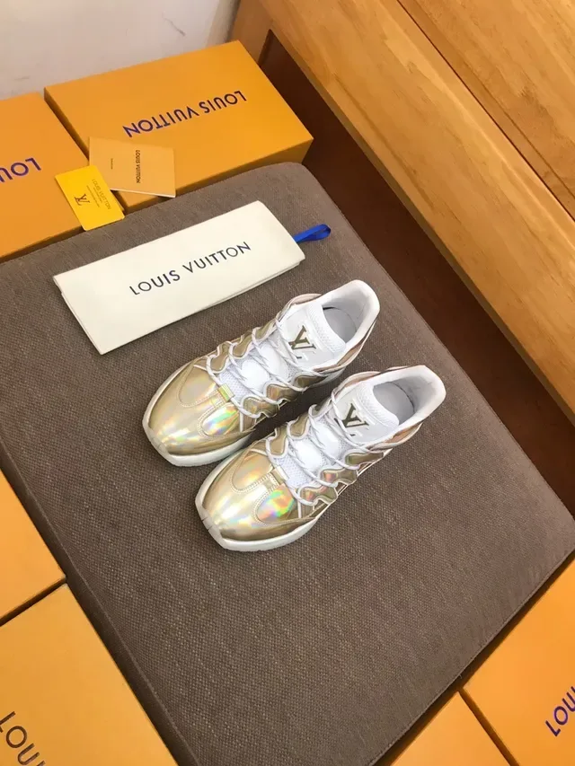 Louis Vuitton Silver White Holographic Iridescent Upper Sculpted Chunky Sole Sneakers 3