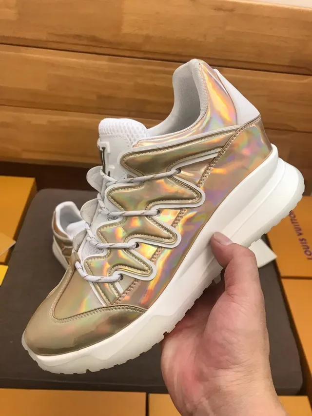 Louis Vuitton Silver White Holographic Iridescent Upper Sculpted Chunky Sole Sneakers 4