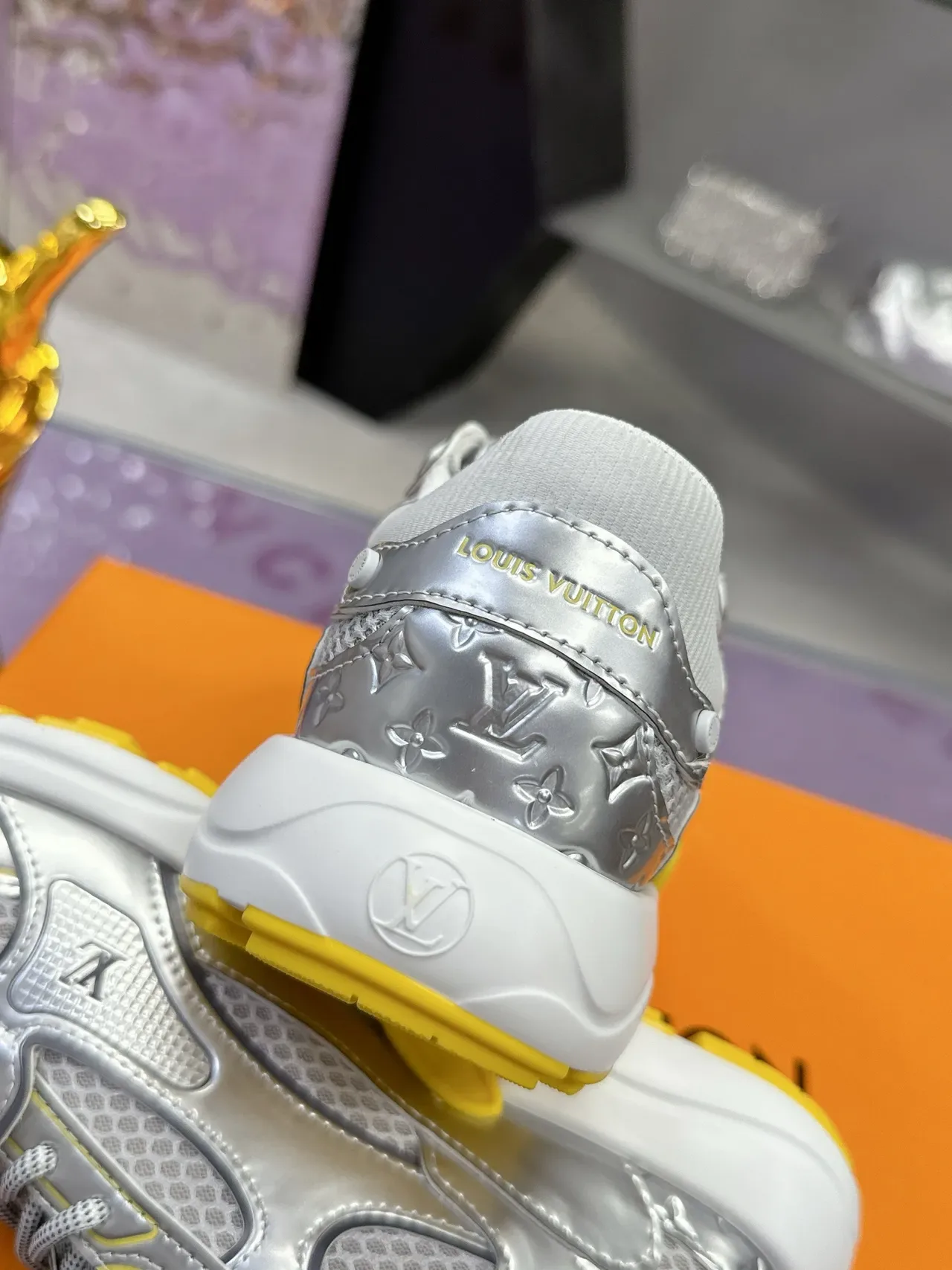 Louis Vuitton Silver Yellow Metallic Upper Mesh Panels Lifestyle Sneakers 2