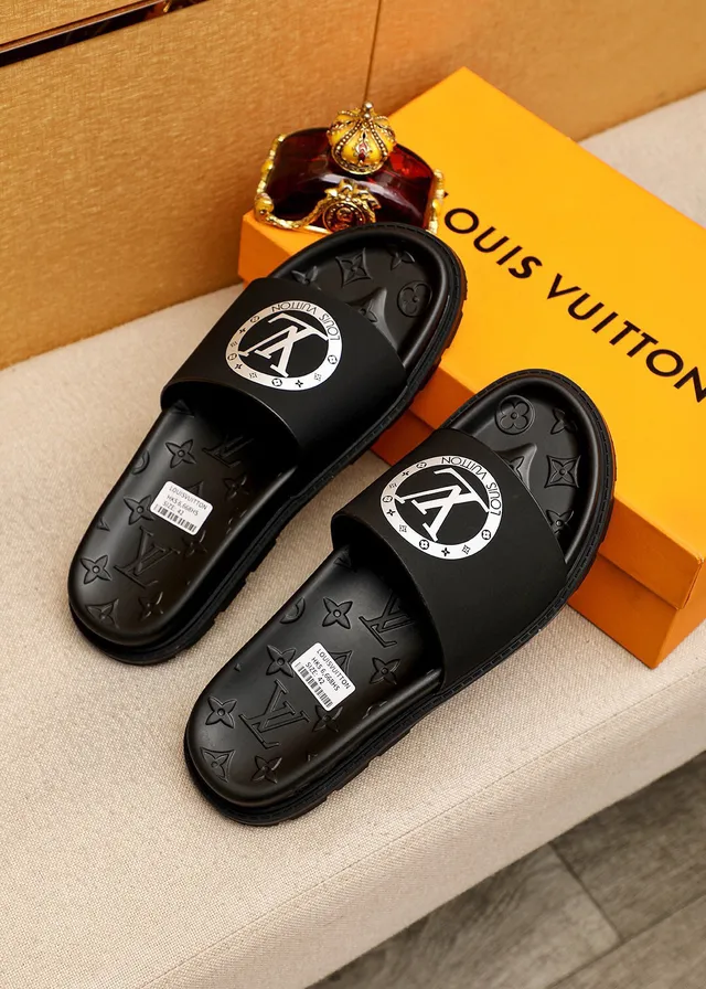 Louis Vuitton Slide Black Monogram-Embossed Slipper 2