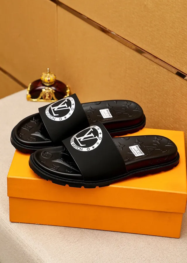 Louis Vuitton Slide Black Monogram-Embossed Slipper 3