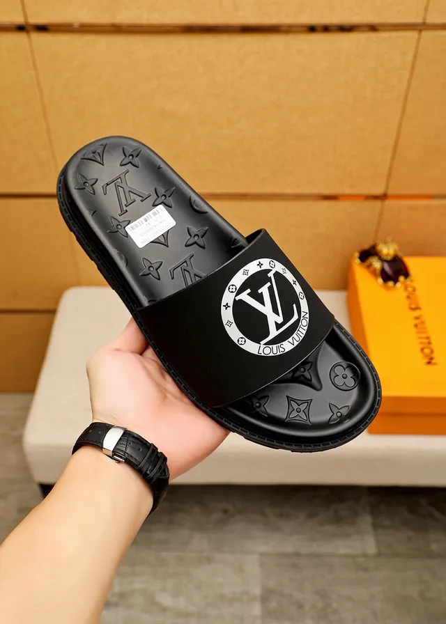Louis Vuitton Slide Black Monogram-Embossed Slipper 4