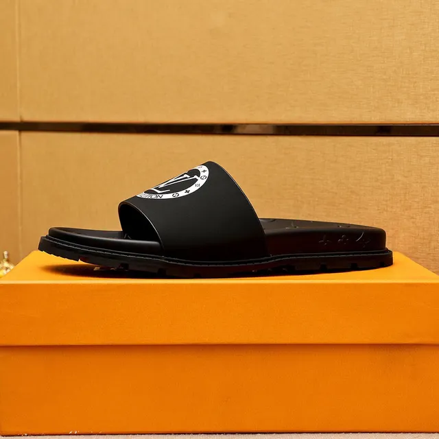 Louis Vuitton Slide Black Monogram-Embossed Slipper 6