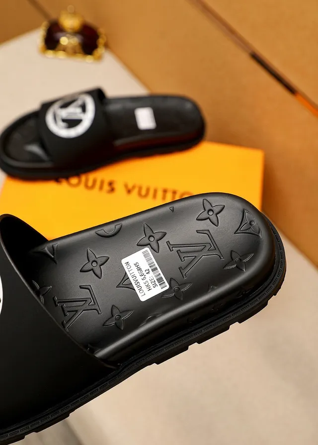 Louis Vuitton Slide Black Monogram-Embossed Slipper 8